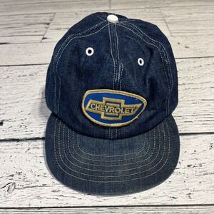 Vintage Chevrolet Patch Denim Hat Baseball‎ Cap Trucker Style Snapback